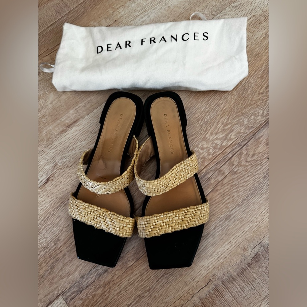 Dear Frances Black and natural sandals with Square Toe